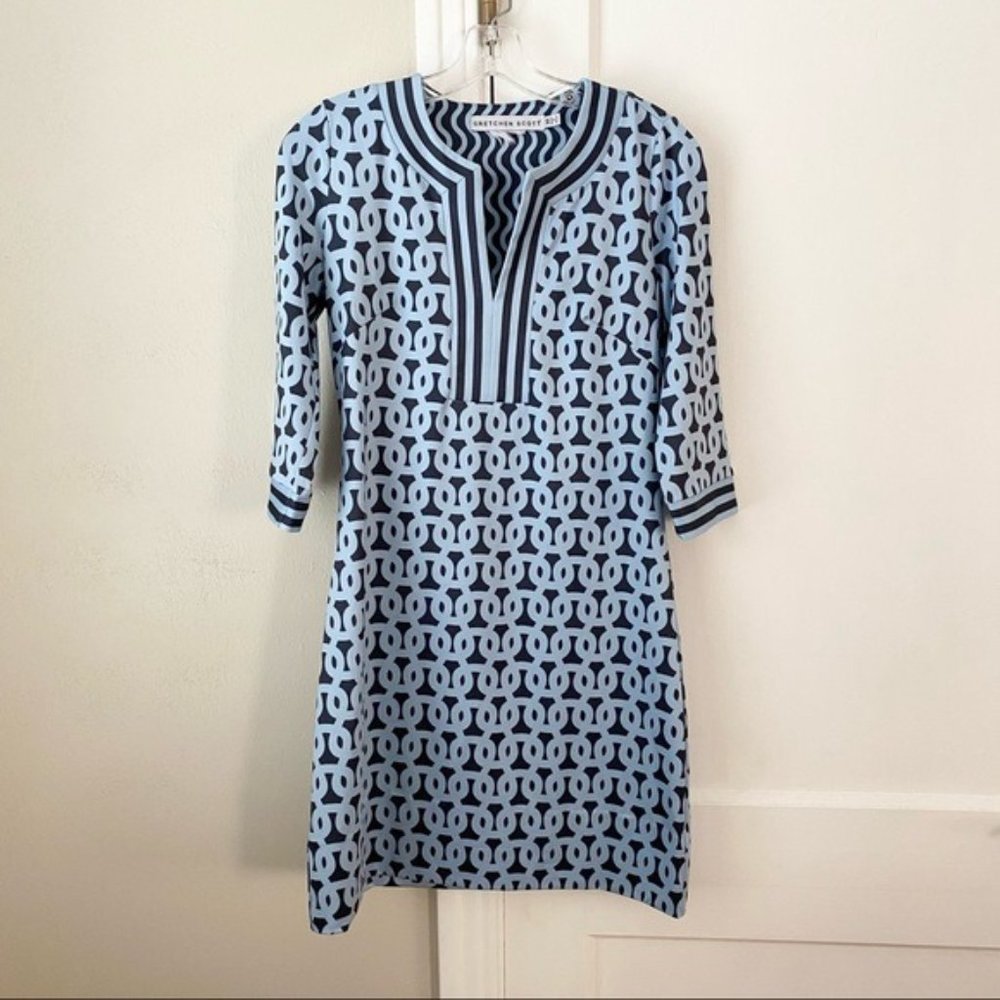 Gretchen Scott | Navy and Blue Design Dress